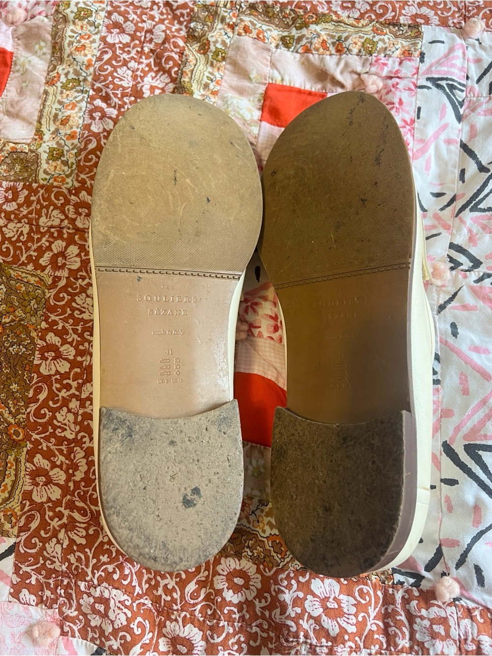 Sezane Cream Leather Penny Loafers - Picture 5 of 7